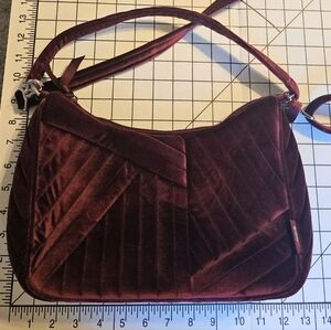 Velvet Crescent Crossbody By Vera Bradley in Rich Burgundy(Raisin)